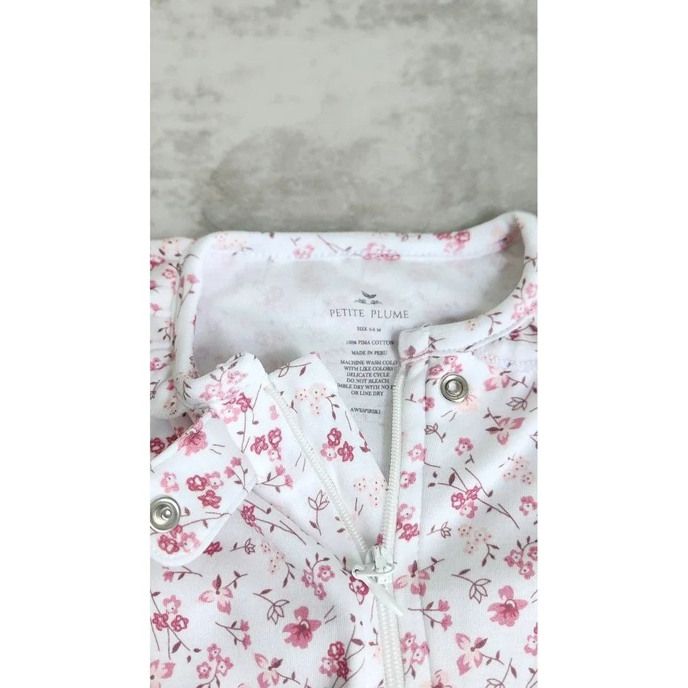 Petite Plume Newborn Baby Girl Floral Footed Pink Sleep Pajama Cotton 0-3 Months